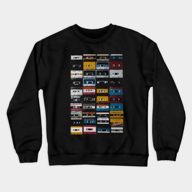 Old Music Cassettes Crewneck Sweatshirt by BAJAJU